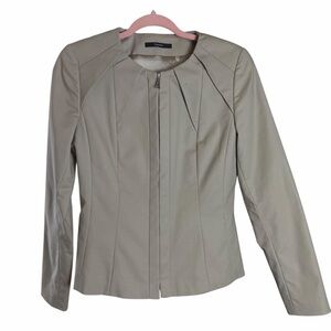 Tahari Tailored Peplum Zip Front Blazer